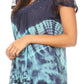 Sakkas Josea Relaxed Fit Tie Dye Embroidered Crepe Cap Sleeve Blouse | Cover Up