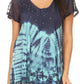Sakkas Josea Relaxed Fit Tie Dye Embroidered Crepe Cap Sleeve Blouse | Cover Up