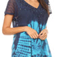 Sakkas Josea Relaxed Fit Tie Dye Embroidered Crepe Cap Sleeve Blouse | Cover Up