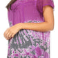 Sakkas Josea Relaxed Fit Tie Dye Embroidered Crepe Cap Sleeve Blouse | Cover Up