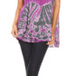 Sakkas Josea Relaxed Fit Tie Dye Embroidered Crepe Cap Sleeve Blouse | Cover Up