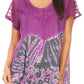 Sakkas Josea Relaxed Fit Tie Dye Embroidered Crepe Cap Sleeve Blouse | Cover Up