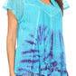 Sakkas Josea Relaxed Fit Tie Dye Embroidered Crepe Cap Sleeve Blouse | Cover Up