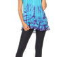Sakkas Josea Relaxed Fit Tie Dye Embroidered Crepe Cap Sleeve Blouse | Cover Up