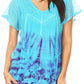 Sakkas Josea Relaxed Fit Tie Dye Embroidered Crepe Cap Sleeve Blouse | Cover Up