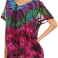 Sakkas Josea Relaxed Fit Tie Dye Embroidered Crepe Cap Sleeve Blouse | Cover Up