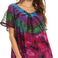 Sakkas Josea Relaxed Fit Tie Dye Embroidered Crepe Cap Sleeve Blouse | Cover Up