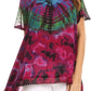 Sakkas Josea Relaxed Fit Tie Dye Embroidered Crepe Cap Sleeve Blouse | Cover Up