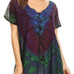 Sakkas Josea Relaxed Fit Tie Dye Embroidered Crepe Cap Sleeve Blouse | Cover Up