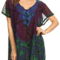 Sakkas Josea Relaxed Fit Tie Dye Embroidered Crepe Cap Sleeve Blouse | Cover Up