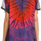 Sakkas Josea Relaxed Fit Tie Dye Embroidered Crepe Cap Sleeve Blouse | Cover Up