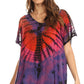 Sakkas Josea Relaxed Fit Tie Dye Embroidered Crepe Cap Sleeve Blouse | Cover Up