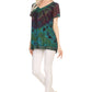Sakkas Josea Relaxed Fit Tie Dye Embroidered Crepe Cap Sleeve Blouse | Cover Up