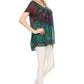 Sakkas Josea Relaxed Fit Tie Dye Embroidered Crepe Cap Sleeve Blouse | Cover Up