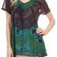 Sakkas Josea Relaxed Fit Tie Dye Embroidered Crepe Cap Sleeve Blouse | Cover Up