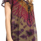 Sakkas Josea Relaxed Fit Tie Dye Embroidered Crepe Cap Sleeve Blouse | Cover Up
