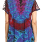 Sakkas Josea Relaxed Fit Tie Dye Embroidered Crepe Cap Sleeve Blouse | Cover Up