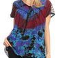 Sakkas Josea Relaxed Fit Tie Dye Embroidered Crepe Cap Sleeve Blouse | Cover Up
