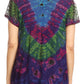 Sakkas Josea Relaxed Fit Tie Dye Embroidered Crepe Cap Sleeve Blouse | Cover Up