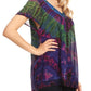 Sakkas Josea Relaxed Fit Tie Dye Embroidered Crepe Cap Sleeve Blouse | Cover Up