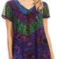 Sakkas Josea Relaxed Fit Tie Dye Embroidered Crepe Cap Sleeve Blouse | Cover Up
