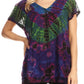 Sakkas Josea Relaxed Fit Tie Dye Embroidered Crepe Cap Sleeve Blouse | Cover Up