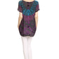 Sakkas Josea Relaxed Fit Tie Dye Embroidered Crepe Cap Sleeve Blouse | Cover Up