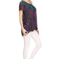 Sakkas Josea Relaxed Fit Tie Dye Embroidered Crepe Cap Sleeve Blouse | Cover Up
