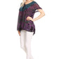 Sakkas Josea Relaxed Fit Tie Dye Embroidered Crepe Cap Sleeve Blouse | Cover Up