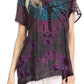 Sakkas Josea Relaxed Fit Tie Dye Embroidered Crepe Cap Sleeve Blouse | Cover Up