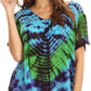 Sakkas Josea Relaxed Fit Tie Dye Embroidered Crepe Cap Sleeve Blouse | Cover Up
