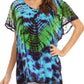 Sakkas Josea Relaxed Fit Tie Dye Embroidered Crepe Cap Sleeve Blouse | Cover Up