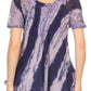 Sakkas Valencia Tie Dye Sheer Cap Sleeve Embellished Drawstring Scoop Neck Top