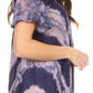 Sakkas Valencia Tie Dye Sheer Cap Sleeve Embellished Drawstring Scoop Neck Top