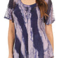 Sakkas Valencia Tie Dye Sheer Cap Sleeve Embellished Drawstring Scoop Neck Top