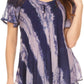 Sakkas Valencia Tie Dye Sheer Cap Sleeve Embellished Drawstring Scoop Neck Top