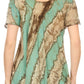 Sakkas Valencia Tie Dye Sheer Cap Sleeve Embellished Drawstring Scoop Neck Top