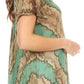 Sakkas Valencia Tie Dye Sheer Cap Sleeve Embellished Drawstring Scoop Neck Top
