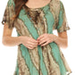 Sakkas Valencia Tie Dye Sheer Cap Sleeve Embellished Drawstring Scoop Neck Top