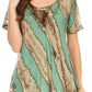 Sakkas Valencia Tie Dye Sheer Cap Sleeve Embellished Drawstring Scoop Neck Top