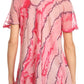 Sakkas Valencia Tie Dye Sheer Cap Sleeve Embellished Drawstring Scoop Neck Top