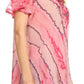 Sakkas Valencia Tie Dye Sheer Cap Sleeve Embellished Drawstring Scoop Neck Top