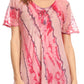 Sakkas Valencia Tie Dye Sheer Cap Sleeve Embellished Drawstring Scoop Neck Top