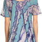 Sakkas Valencia Tie Dye Sheer Cap Sleeve Embellished Drawstring Scoop Neck Top