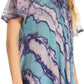 Sakkas Valencia Tie Dye Sheer Cap Sleeve Embellished Drawstring Scoop Neck Top
