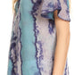 Sakkas Valencia Tie Dye Sheer Cap Sleeve Embellished Drawstring Scoop Neck Top