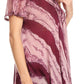 Sakkas Valencia Tie Dye Sheer Cap Sleeve Embellished Drawstring Scoop Neck Top