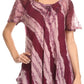 Sakkas Valencia Tie Dye Sheer Cap Sleeve Embellished Drawstring Scoop Neck Top