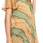 Sakkas Valencia Tie Dye Sheer Cap Sleeve Embellished Drawstring Scoop Neck Top