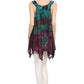 Sakkas Nalu Sleeveless Relaxed Fit Multi Color Tie Dye V-Neck Blouse | Cover Up